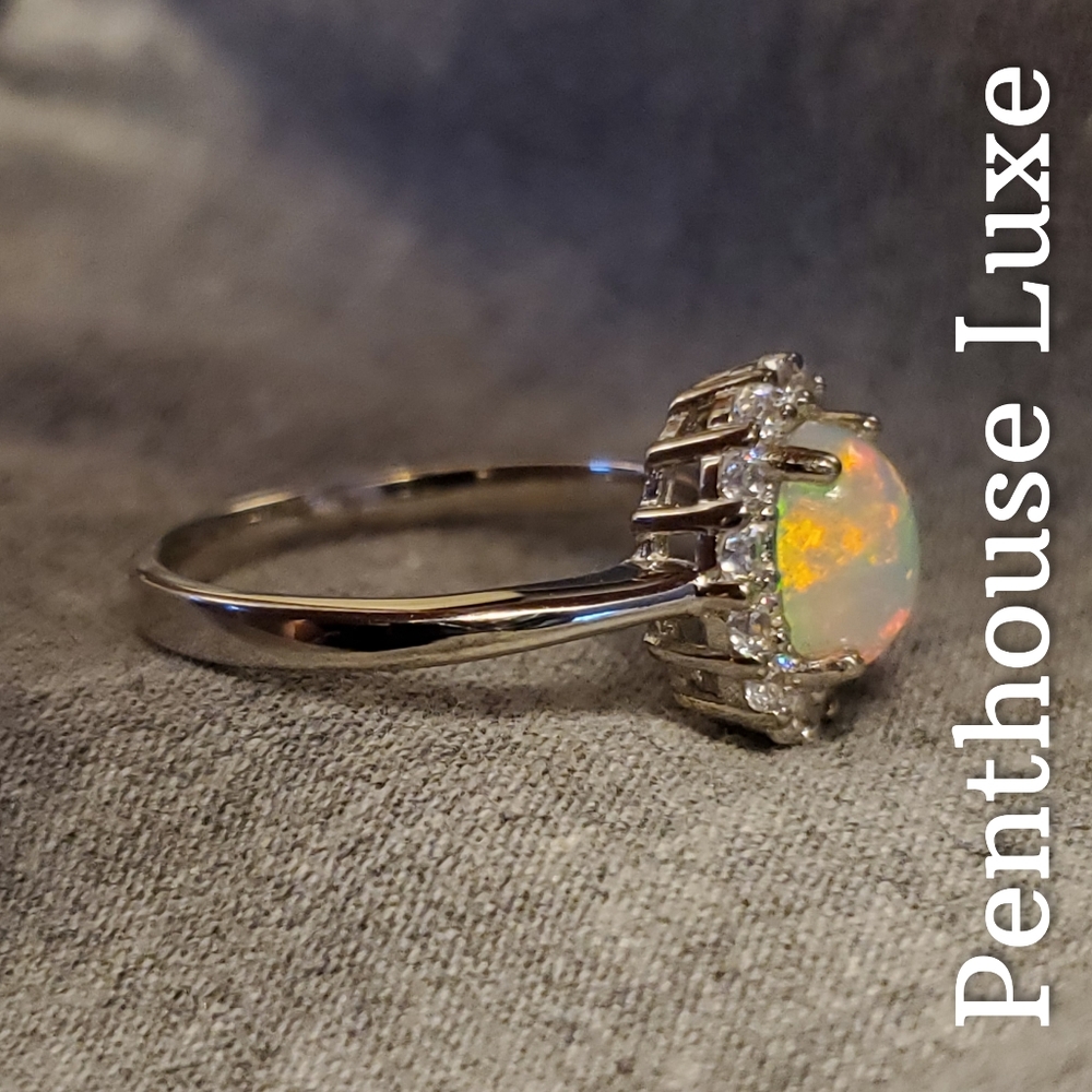 REAL Natural Opal Oval 925 Sterling Silver Ring - Picture 3 of 6